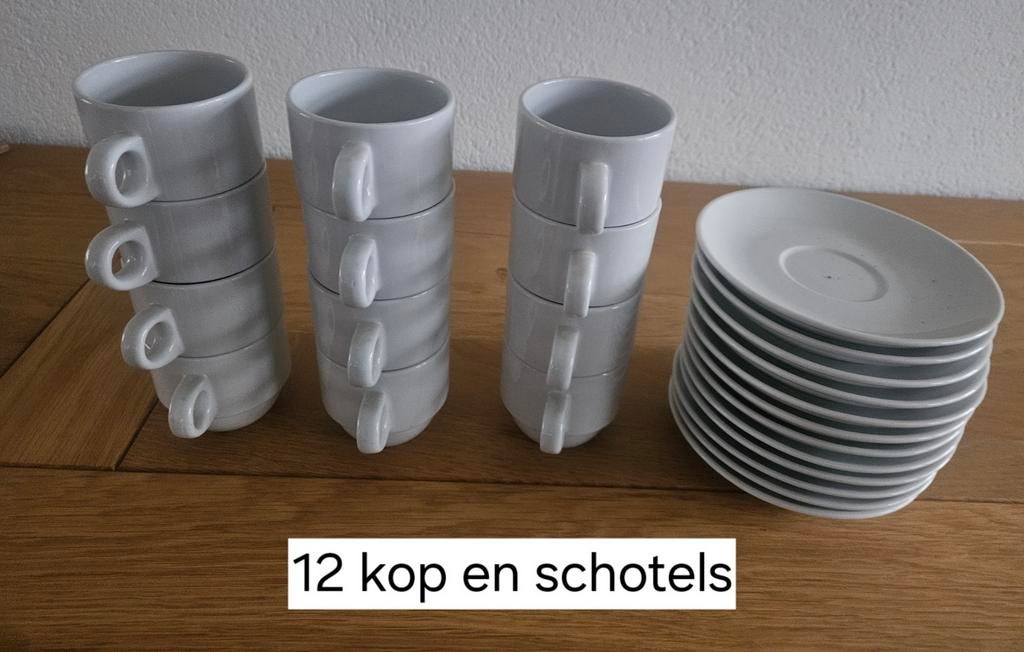 12 Horeca kop en schotels, Ophalen of Verzenden