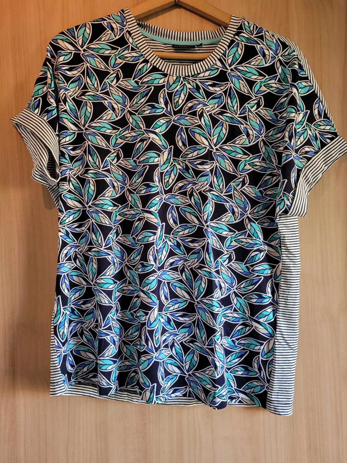 BRANDTEX Dames T-shirt met bladprint en strepen, Maat M, Kleding | Dames, Maat 38/40 (M), Meerkleurig, BRANDTEX, Ophalen of Verzenden