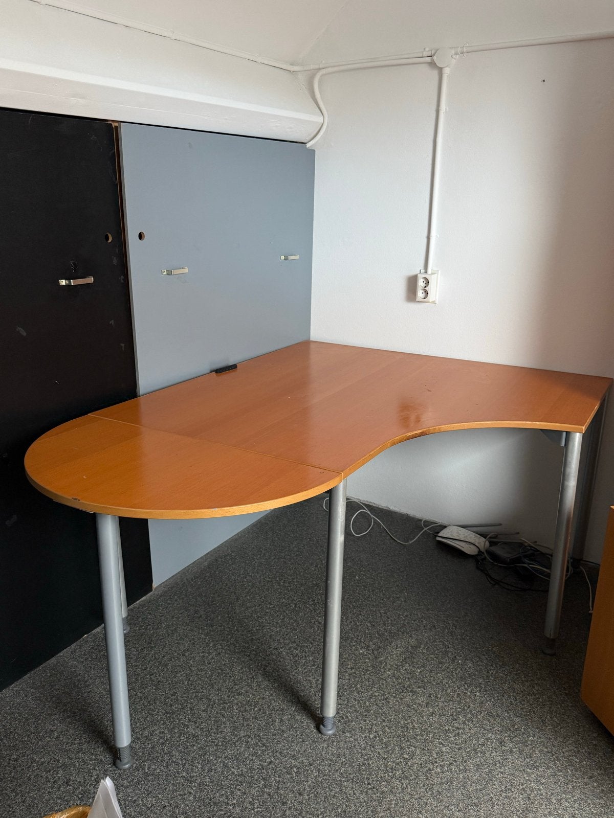 Hoekbureau met ladeblok en boekenkast, Huis en Inrichting, Ophalen, Gebruikt, Hoekbureau, Bruin