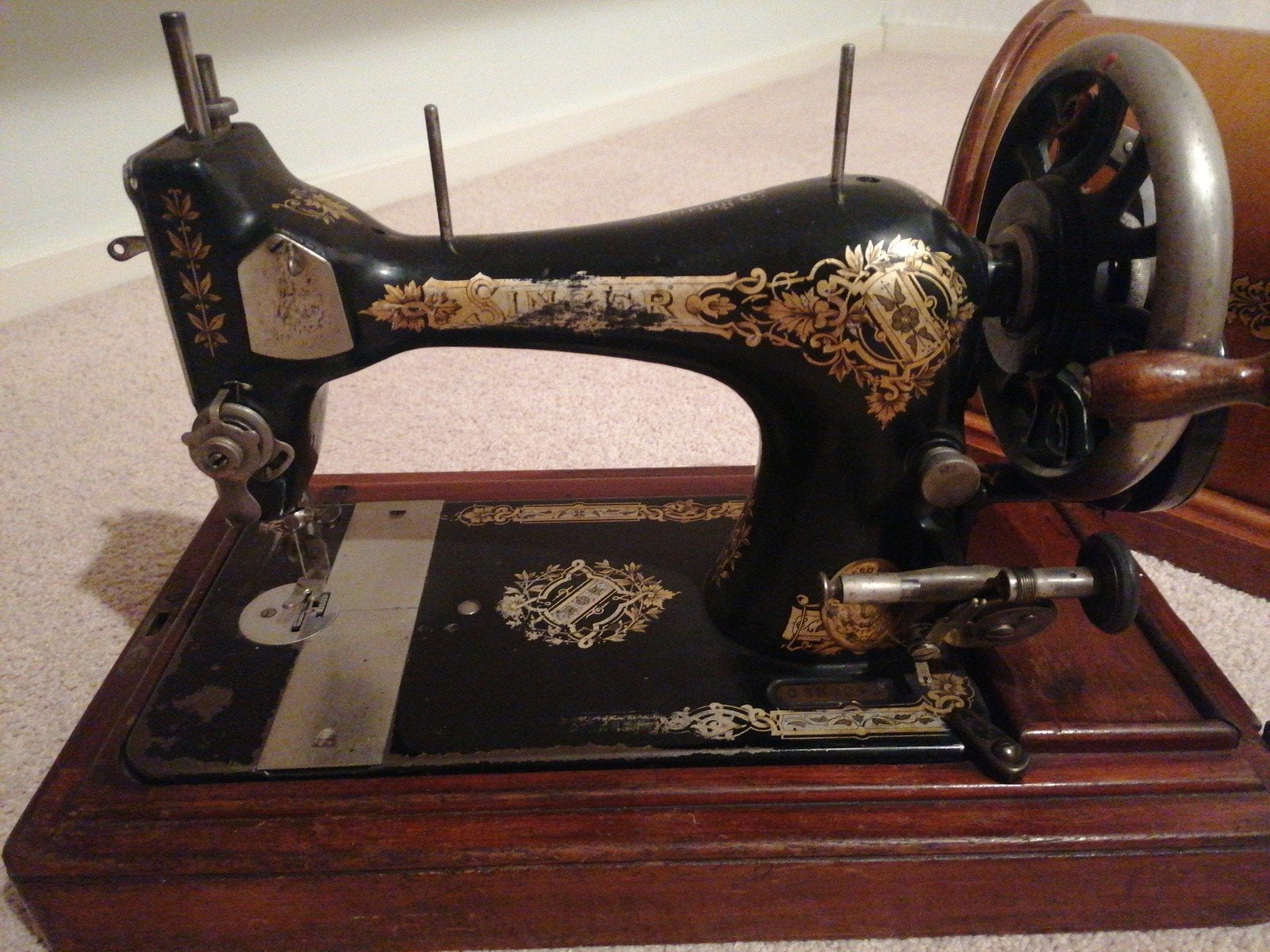 Antieke Singer Naaimachine met Houten Koffer, Antiek en Kunst, Ophalen