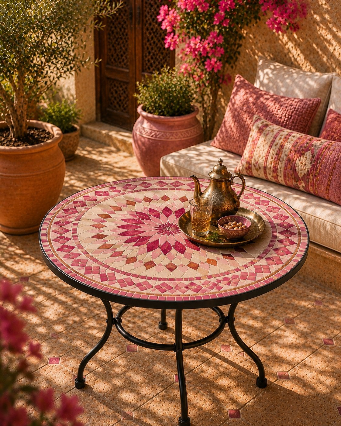 Handgemaakte Mozaïek Bijzettafel - Diverse Kleuren, Maroccarpets home, Rond, Nieuw, Ophalen of Verzenden