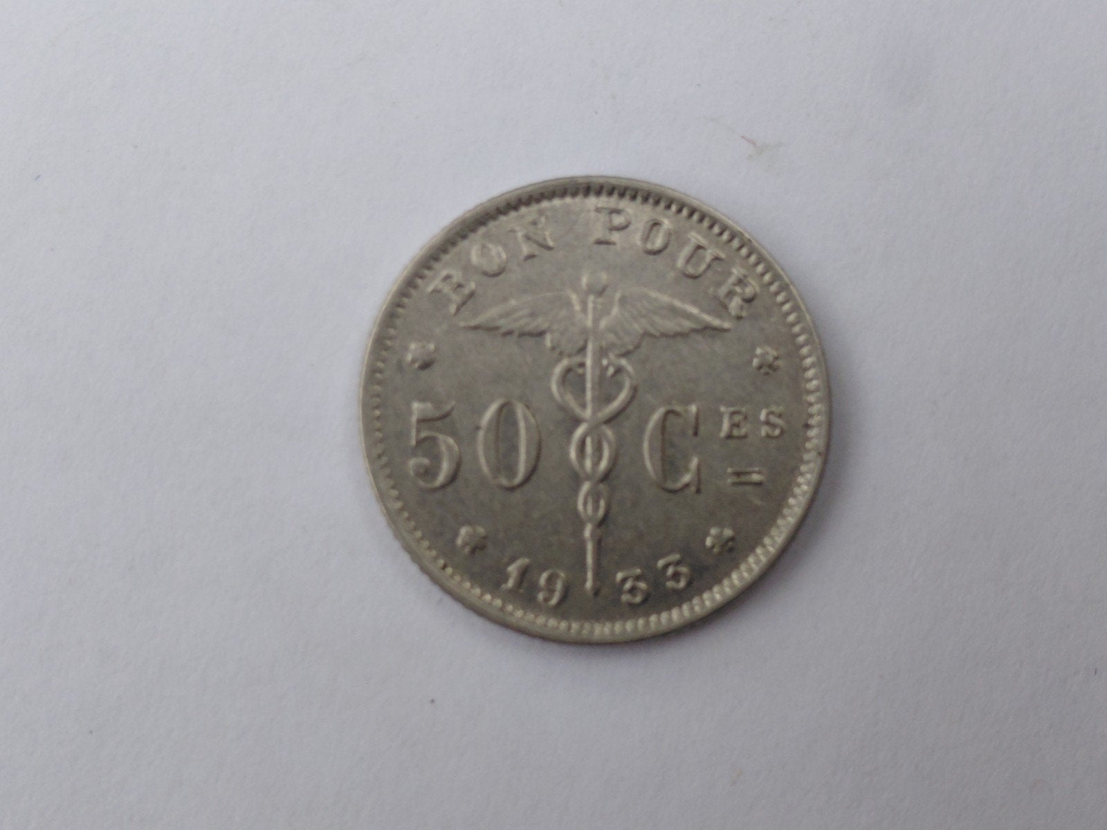 50 C muntstuk uit 1933 Belgique,  België, Ophalen of Verzenden