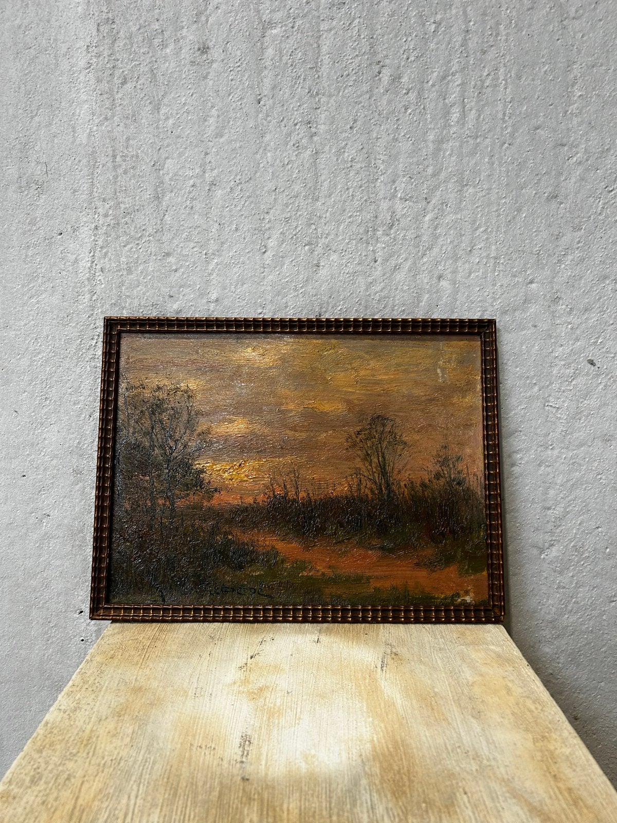 Jos Van de Wal Perne - Olieverf Landschap Zonsondergang, Ophalen, Doek, Realistisch, Gesigneerd