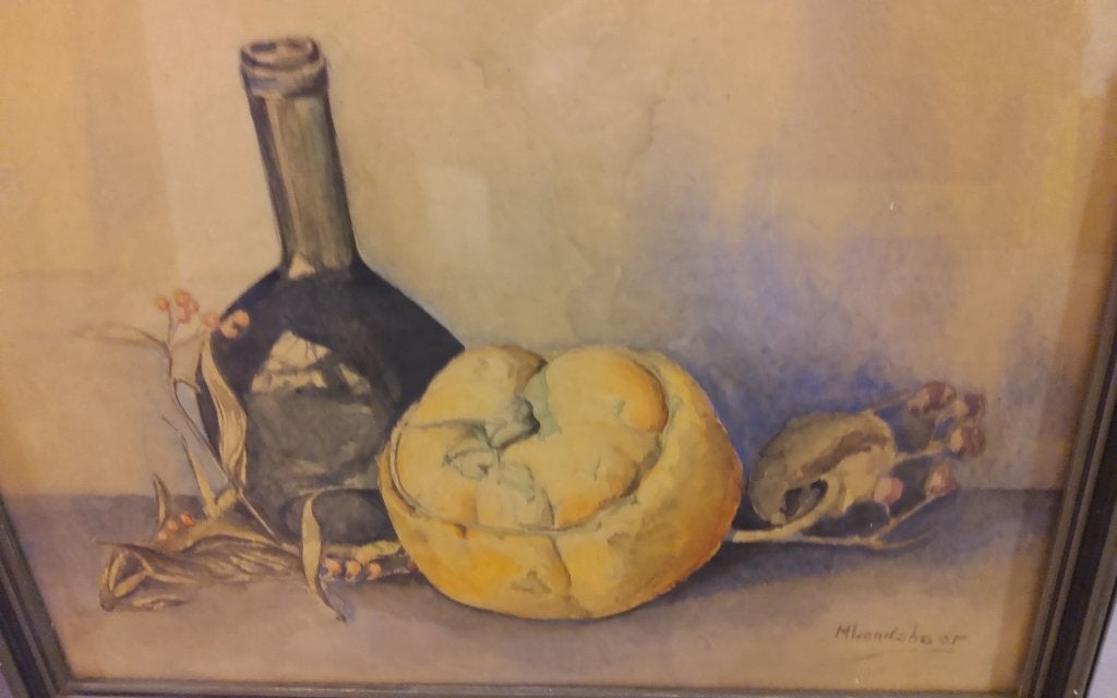Aquarel ges. H. Landsheer in lijst met glas:40x32cm, Ophalen
