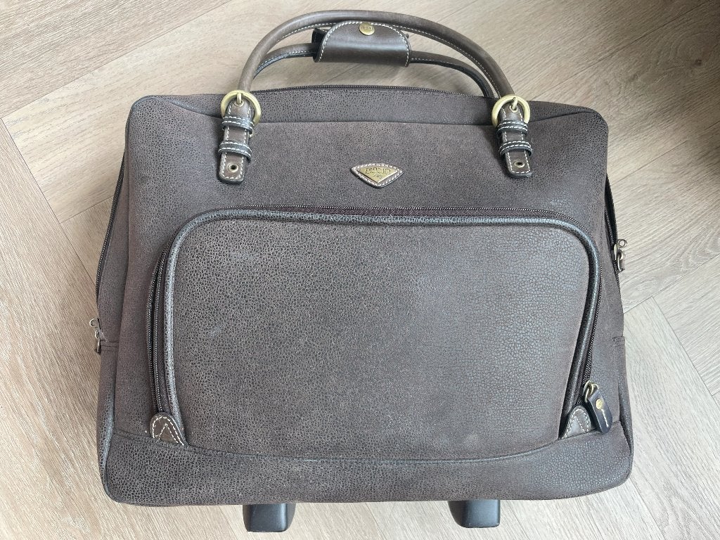 Leren JUMP dames business trolley met accessoires, Computers en Software, Laptoptassen, Bruin, Trolleytas, 17 inch of meer, Ophalen of Verzenden