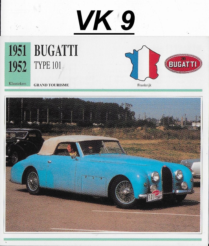 Vk9 autokaart bugatti type 101 ( 1951 - 1952 ), Verzenden, Zo goed als nieuw, Auto's