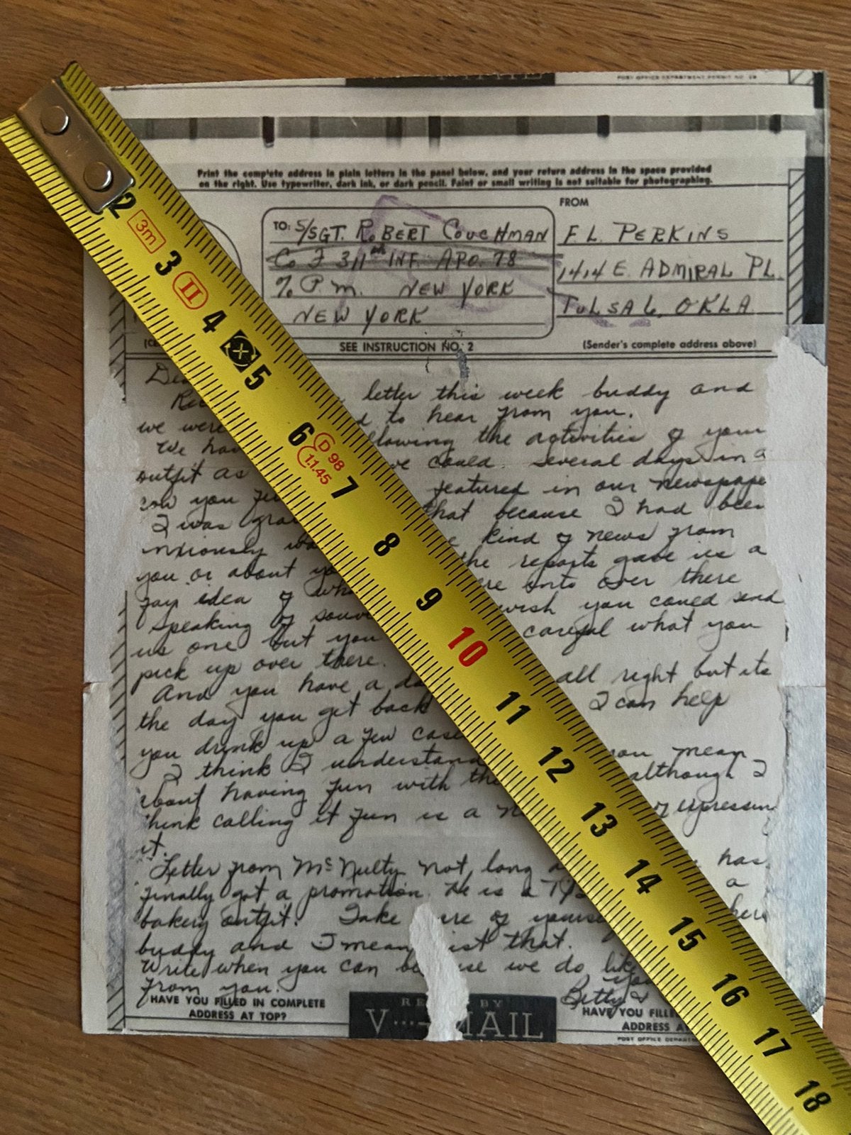 Or US V mail aan gesneuvelde KIA 1945 retour ETO, Doe-het-zelf en Verbouw, Verzenden, Zo goed als nieuw