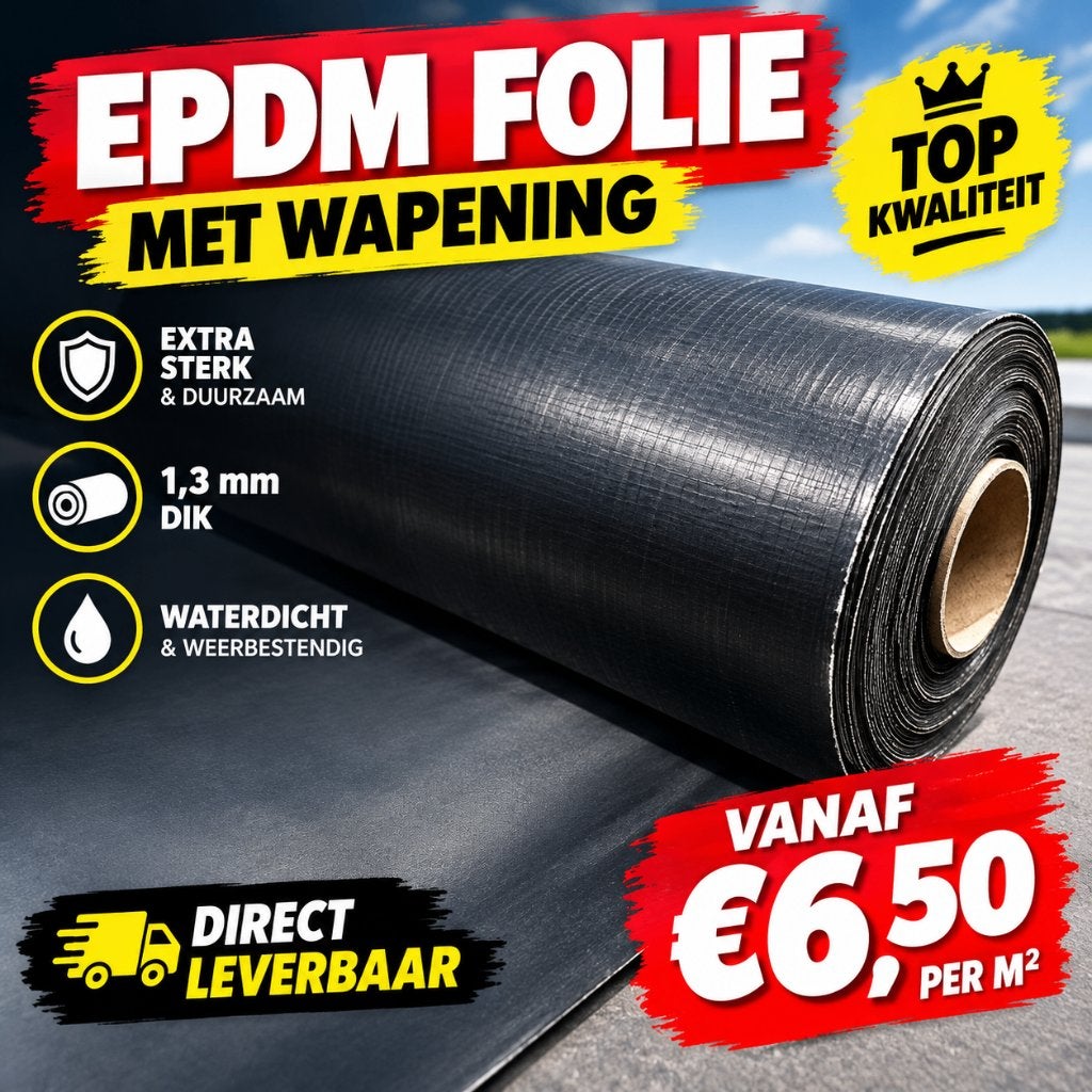 EPDM Folie met Wapening 1,3 mm NU vanaf € 6,50 per m², Ophalen, Overige materialen, Zwart, Nieuw