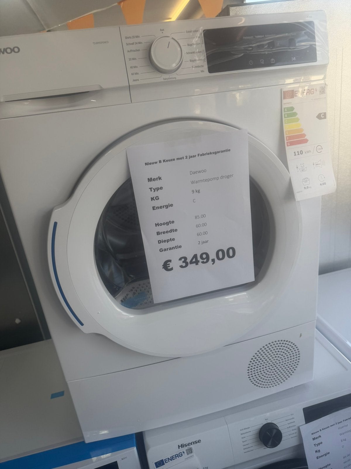 Warmtepomp droger nieuw 9kg
