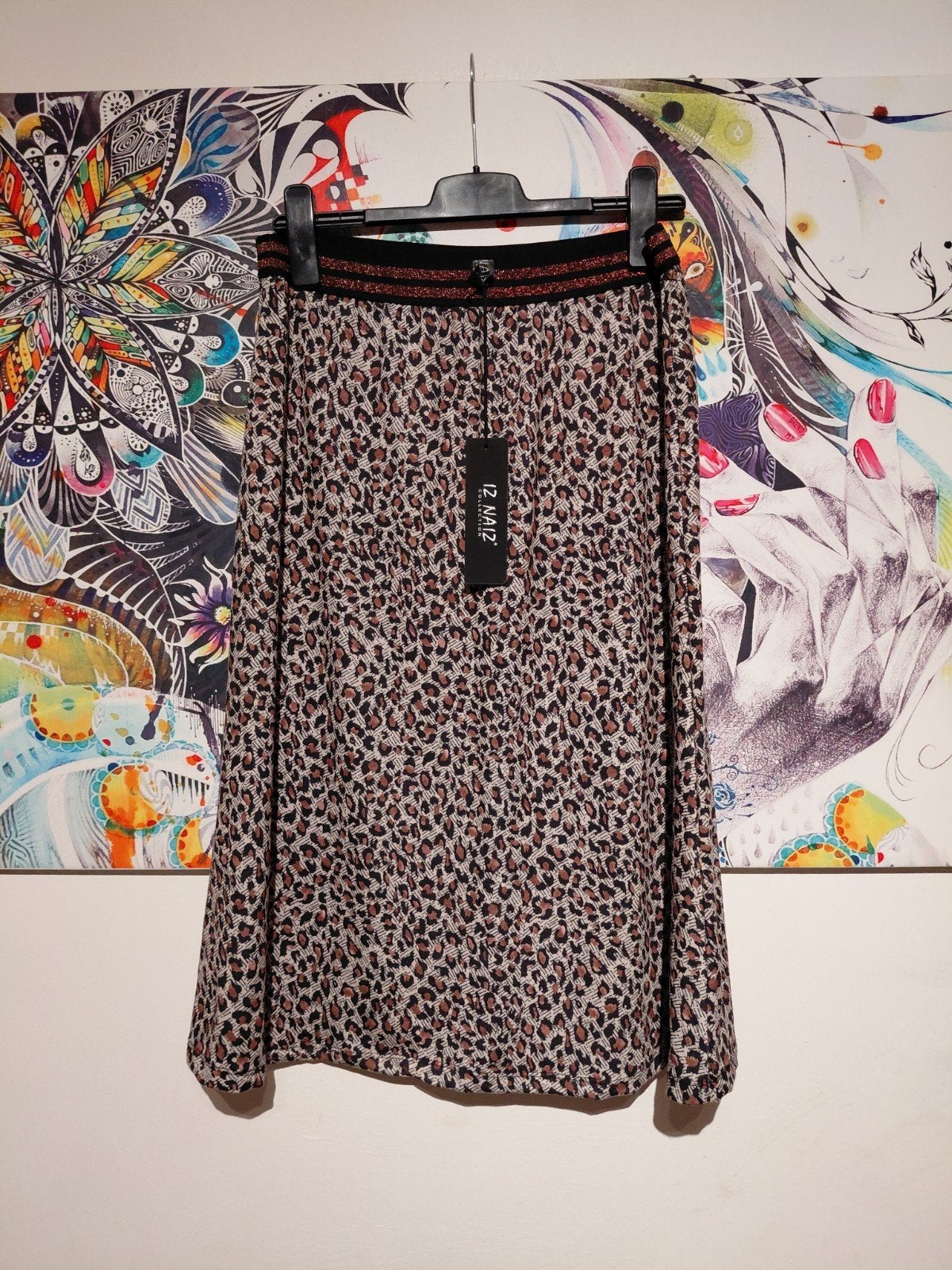 Nieuwe Iz Naiz rok met luipaardprint, maat 40/42, Iz naiz, Bruin, Maat 42/44 (L), Nieuw