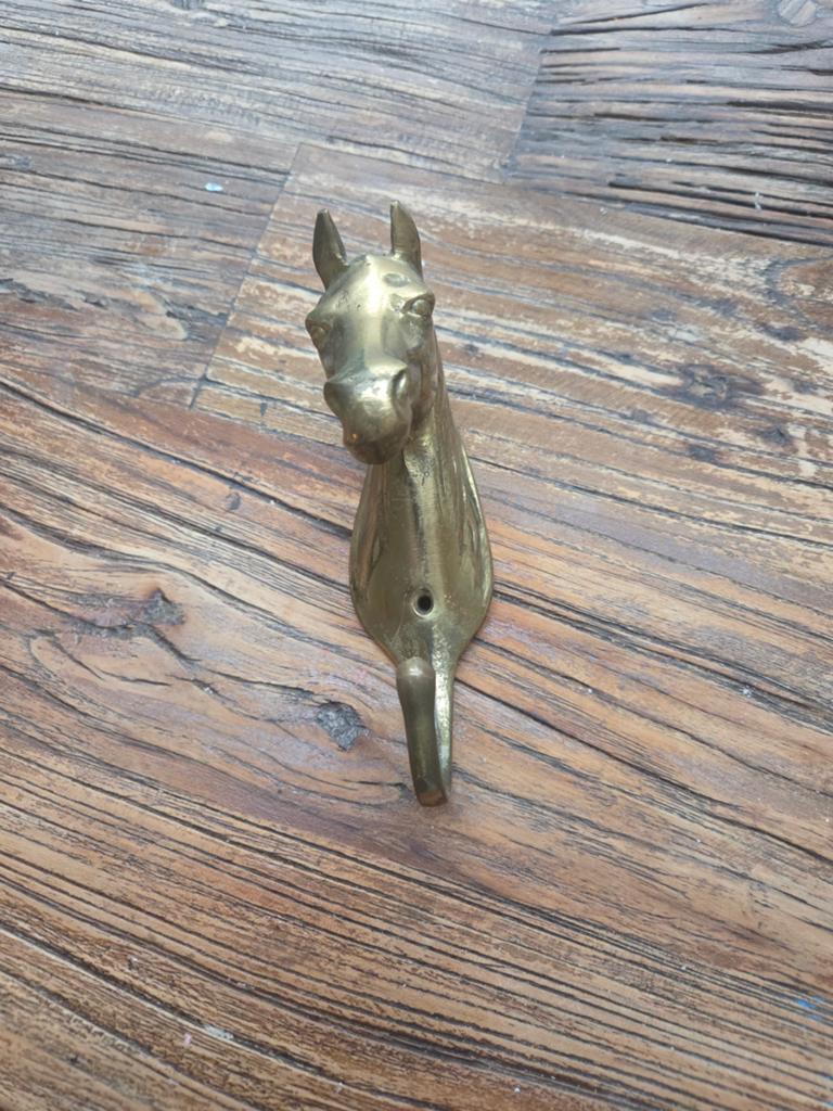 Bronzen kapstok met paardenhoofd, Ophalen of Verzenden, Metaal, Wandkapstok, Minder dan 100 cm