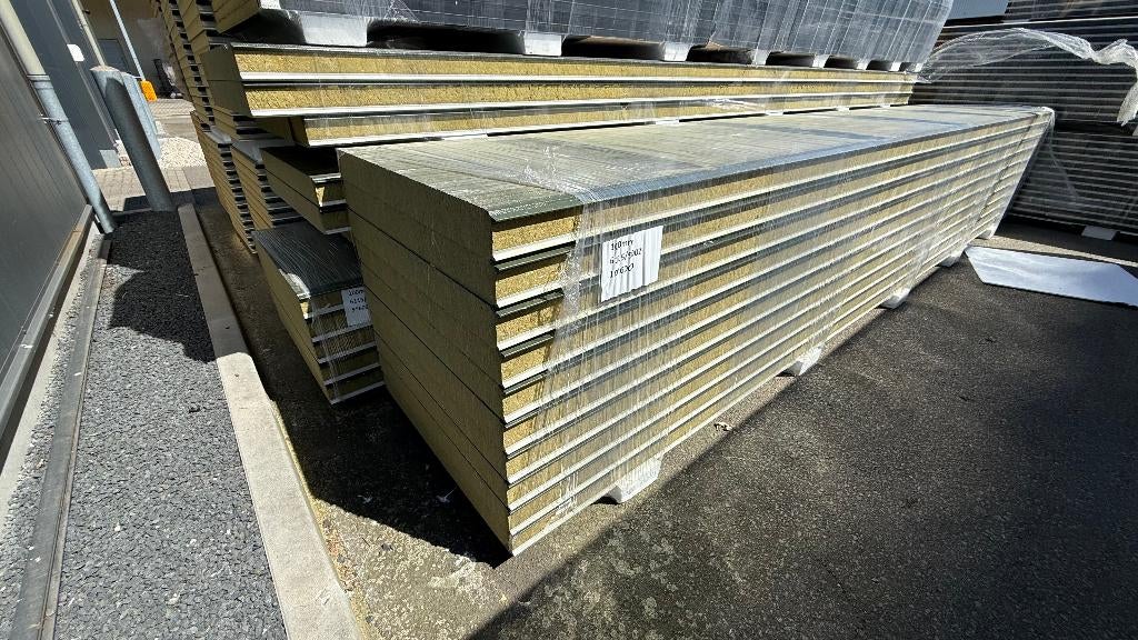 Steenwolpanelen | 15 x 6000mm | 100mm | RAL 6115 / RAL 9002, Ophalen of Verzenden, Zo goed als nieuw, Overige materialen, 100 mm of meer