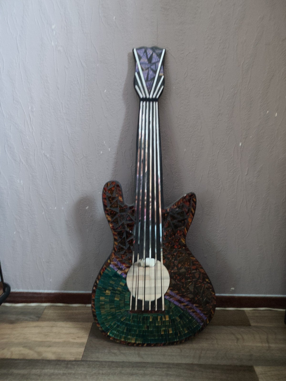 Unieke Mozaïek Gitaar Wanddecoratie - Zeer Apart Item, Ophalen, Gebruikt, Meerkleurig, Overige materialen