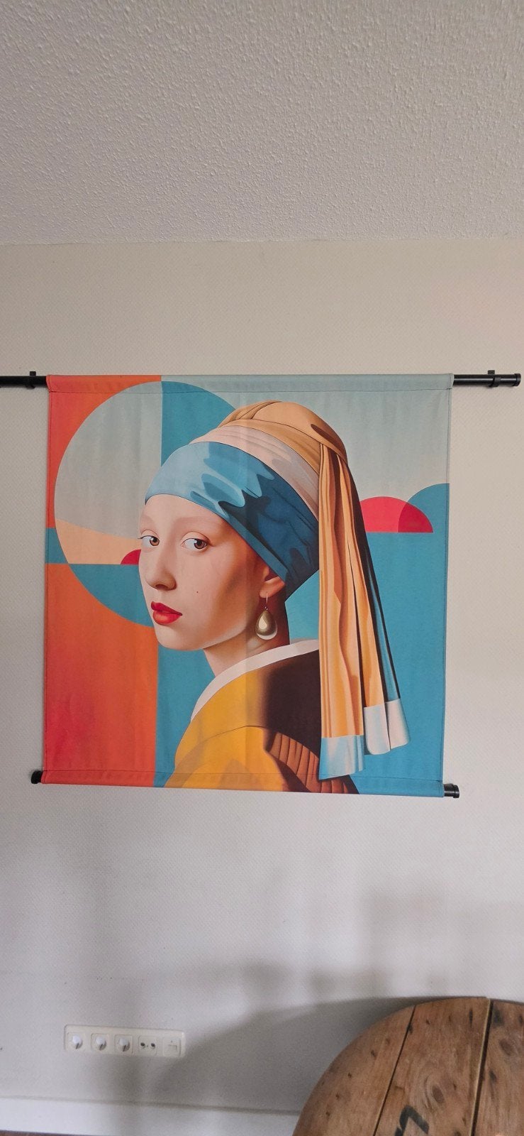 Wandkleed 'Meisje met de parel' - Moderne uitvoering, Ophangklaar, Ophalen of Verzenden, Print, Portret