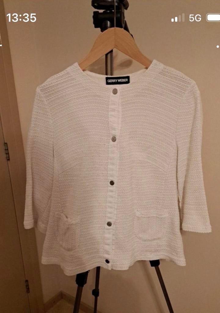 Gerry Weber gehaakt vestje 44-46 met drukknoopjes, Kleding | Dames, Ophalen of Verzenden, Zo goed als nieuw, Maat 42/44 (L), Wit