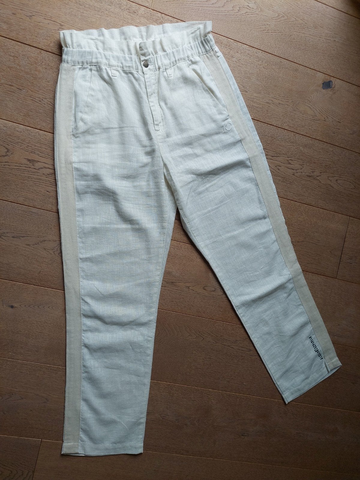 10DAYS Linnen Broek Maat 38 met Beige Bies, Kleding | Dames, Maat 38/40 (M), 10DAYS, Nieuw, Ophalen of Verzenden