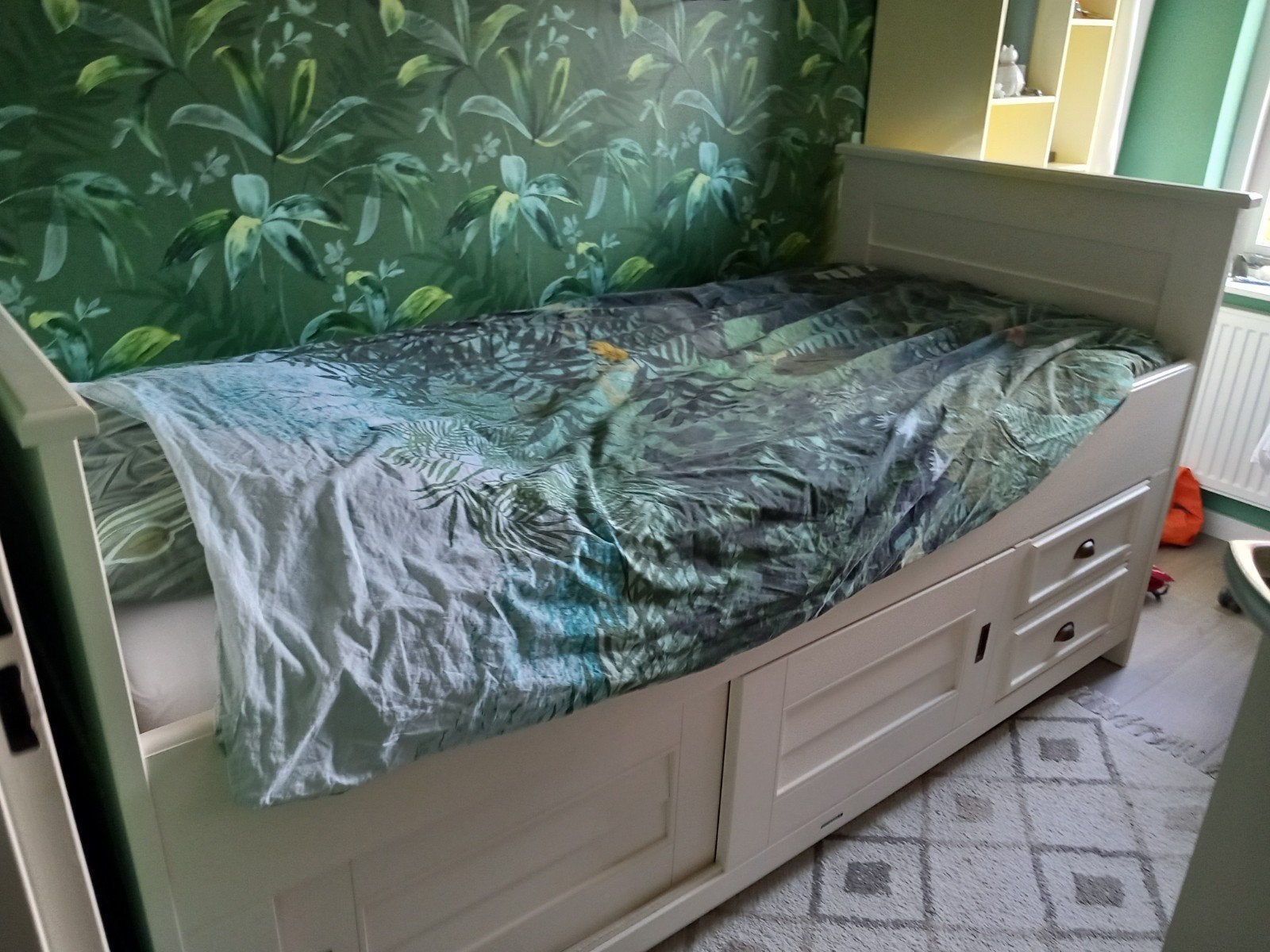 Halfhoogslaper met veel bergruimte wit, zonder matras, Ophalen, Gebruikt, 90 cm, Eenpersoons