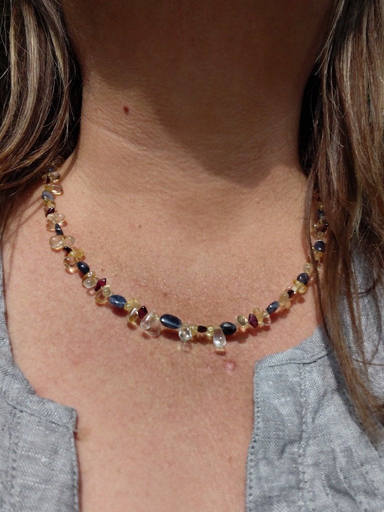 Joy: ketting met citrien, granaat en ioliet, Sieraden, Tassen en Uiterlijk, Ophalen of Verzenden, Nieuw