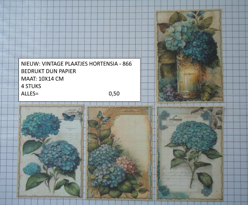 ⚠️nu 0,35: vintage plaatjes hortensia 866 ( alleen verzenden, Ophalen, Nieuw, Overige thema's, Knipvel