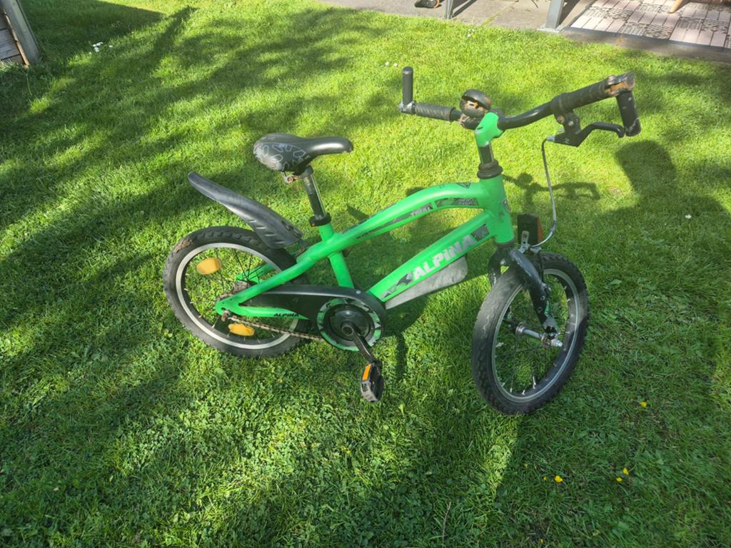 Alpina Trial kinderfiets 16 inch - Groen, Fietsen en Brommers, Ophalen, Gebruikt, 16 tot 20 inch