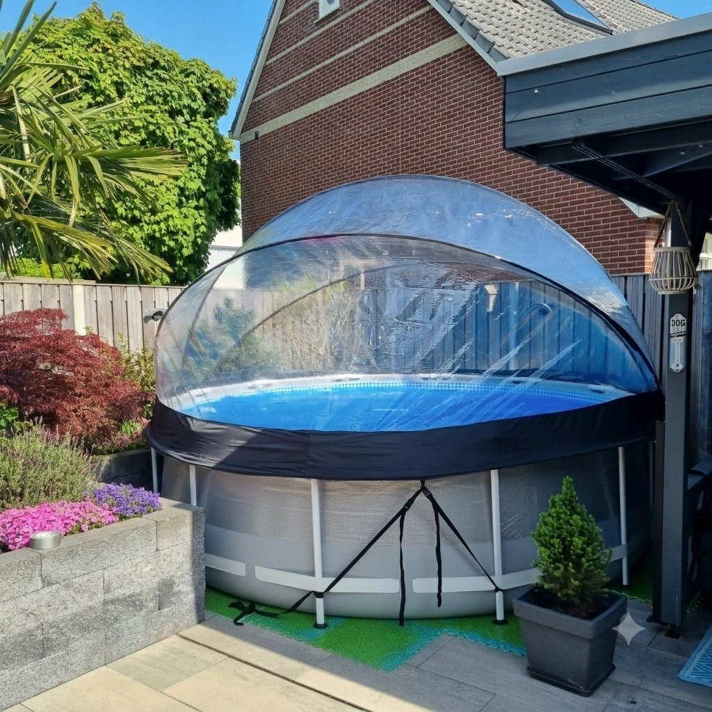Intex zwembad 366 complete set + EXIT Dome + Warmtepomp 6kW, Ophalen, Gebruikt, 80 tot 120 cm, Rond