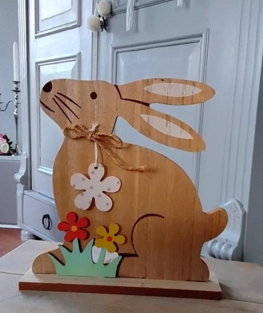 Houten haas - konijn - paashaas - pasen - 21 cm hoog, Ophalen of Verzenden, Zo goed als nieuw