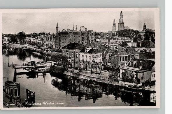 Groningen Panorama Westerhaven levenndig st 1954 zie info