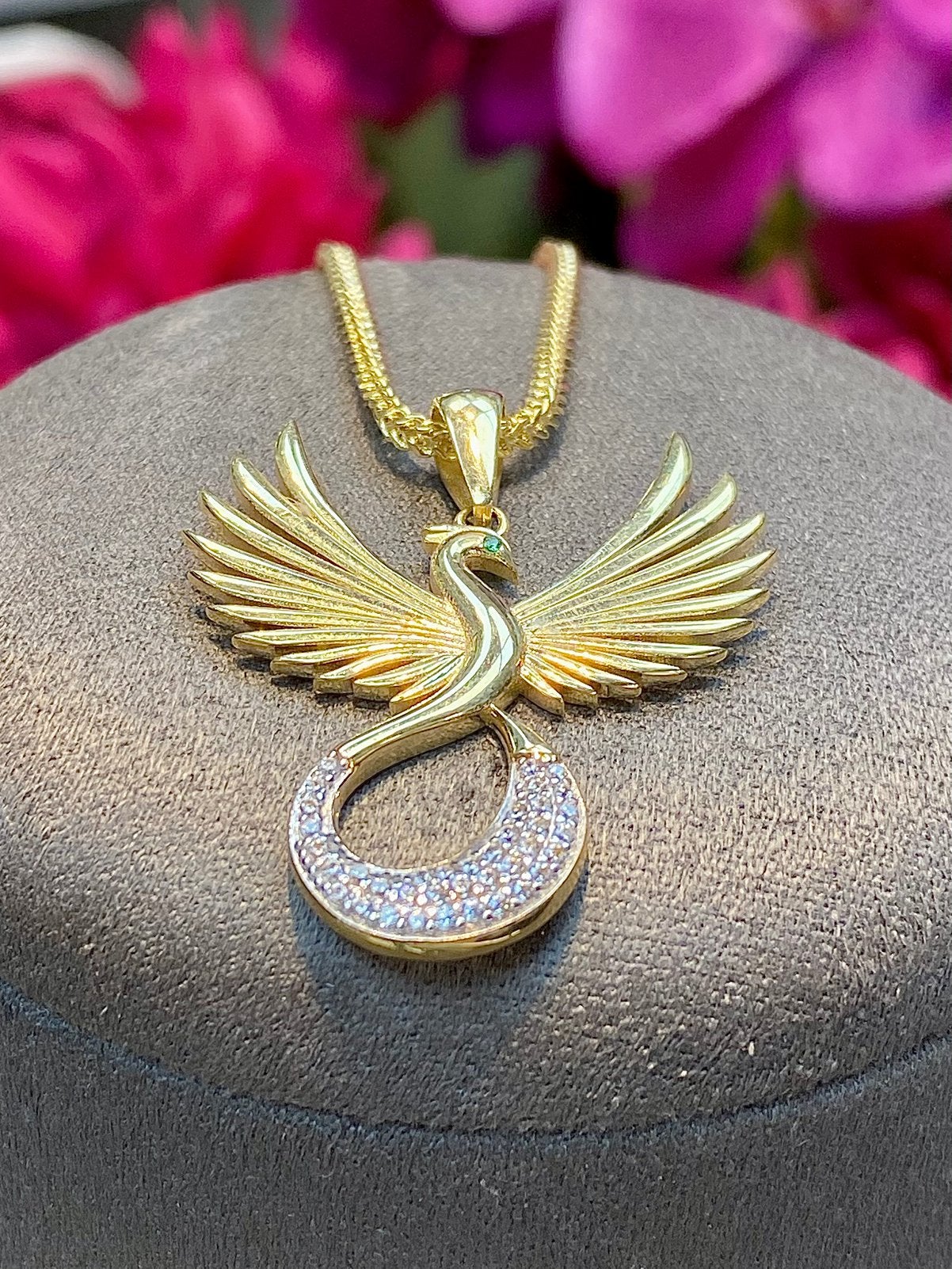 14k Gouden Vossenstaart Ketting en Feniks, Ophalen of Verzenden, Nieuw, Goud, Verstelbaar