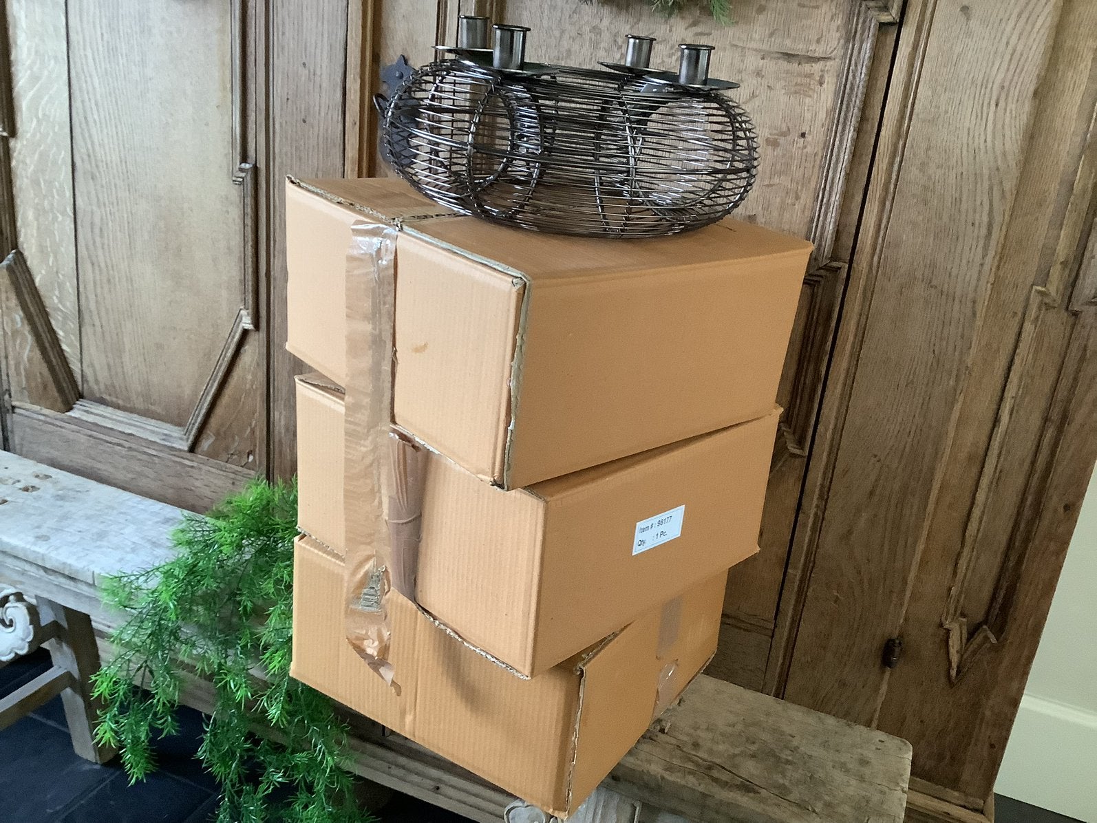 NIEUW set van 2 metalen kransen kandelaars OPRUIMING, Ophalen of Verzenden, Nieuw