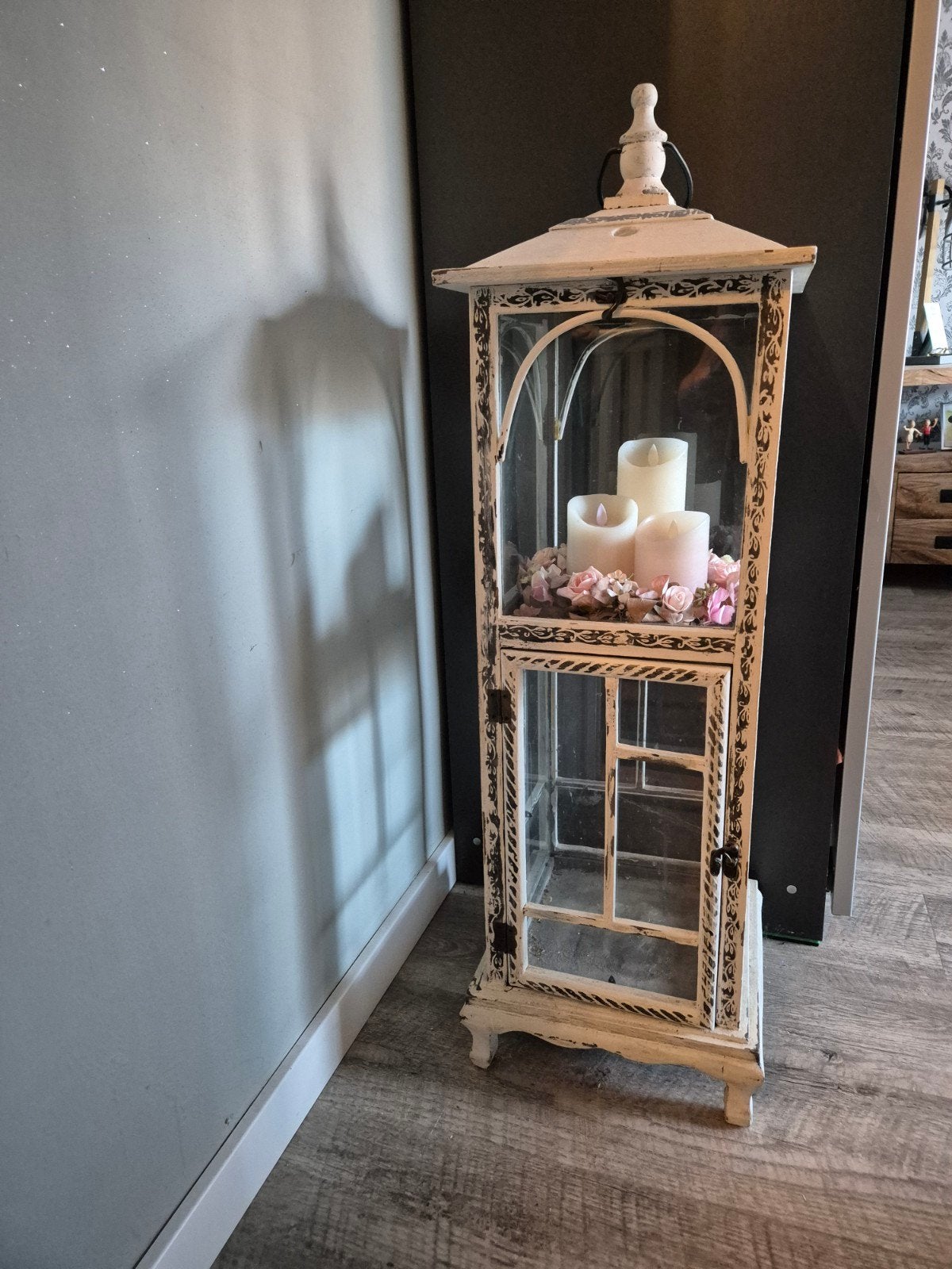 grote landelijke houten lantaarn zonder deco, Huis en Inrichting, Woonaccessoires | Kandelaars en Kaarsen, Ophalen, Gebruikt, Lantaarn