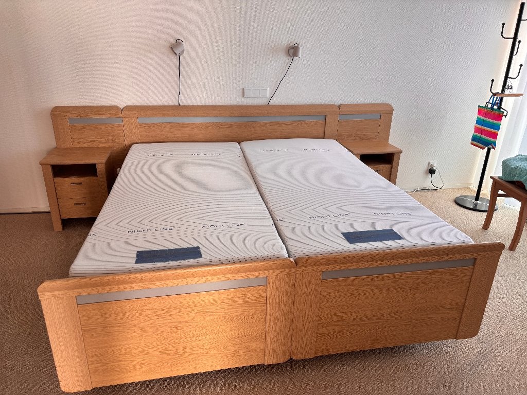 Tweepersoonsbed met verstelbare lattenbodem 180x200cm, Ophalen, Overige kleuren, Modern, licht eiken, Tweepersoons
