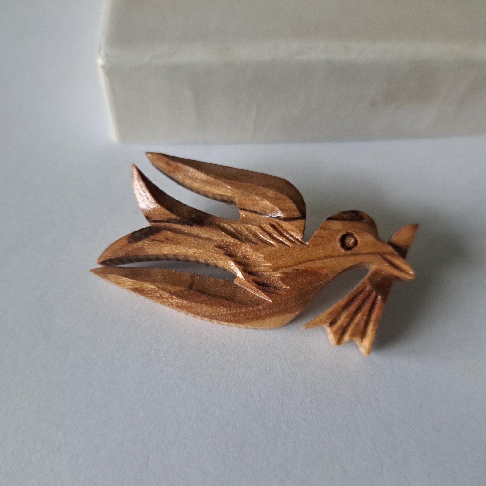 Houten vredes duif broche, Verzenden, Bruin, Overige materialen