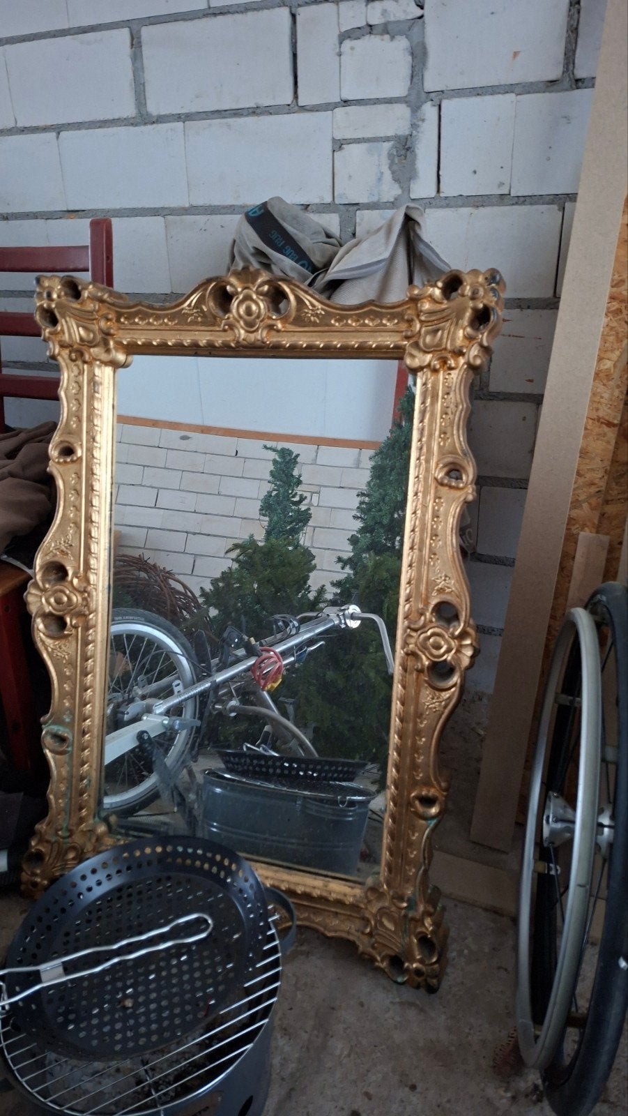 Grote antieke spiegel met gouden barok lijst, Huis en Inrichting, Woonaccessoires | Spiegels, Gebruikt, 100 tot 150 cm, Ophalen of Verzenden