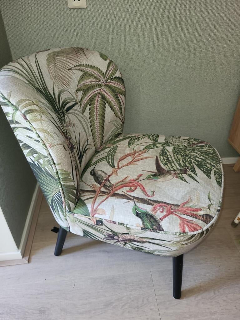 Leuk stoeltje met tropische print, zo goed als nieuw, Huis en Inrichting, Stoelen, Ophalen, Overige kleuren, Tropisch, Modern