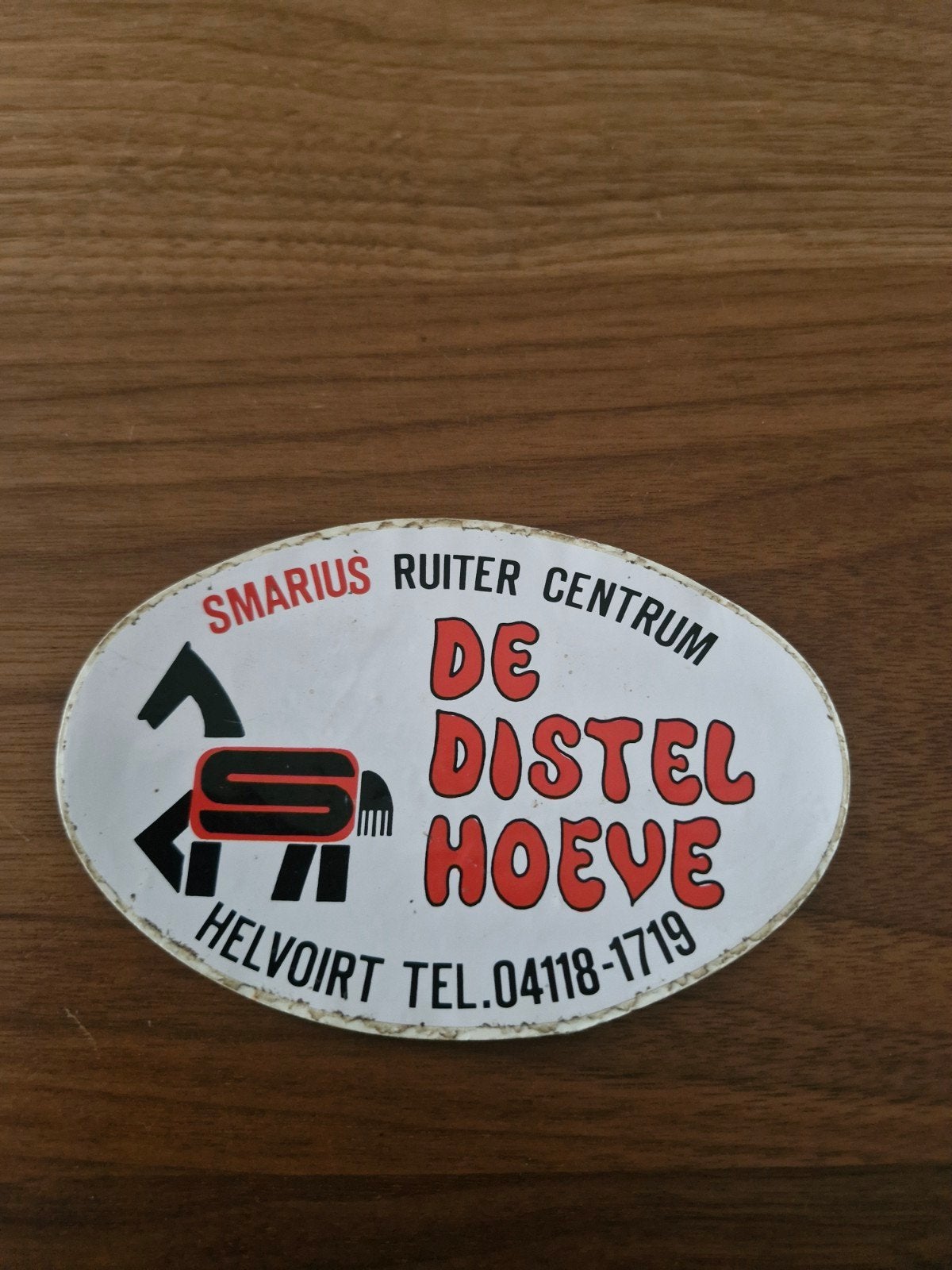 832 Vintage Sticker Smarius Ruiter Centrum De Distel Hoeve, Ophalen of Verzenden, Gebruikt, Overige typen