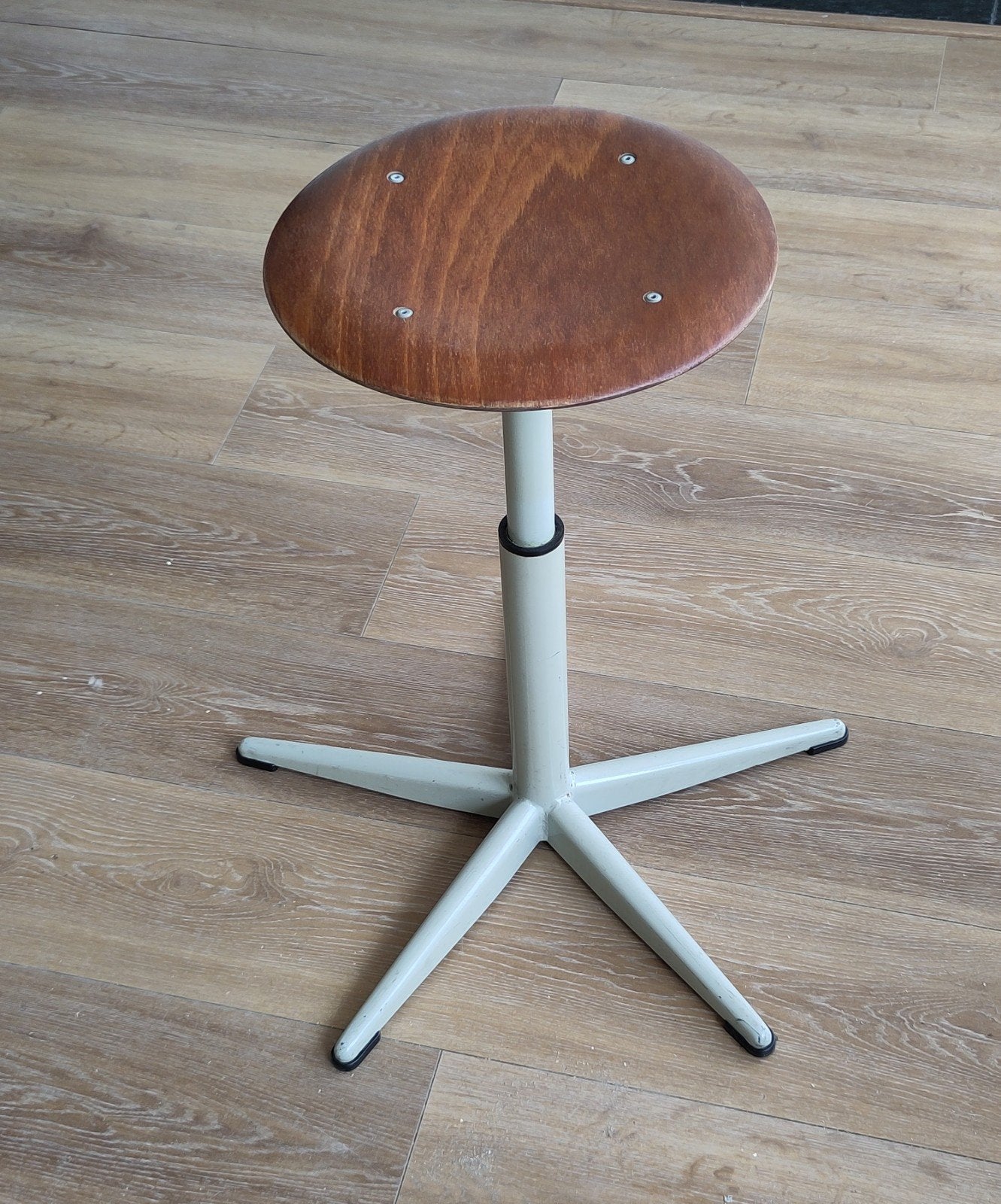 Vintage Industriële Kruk Hout Metaal Krukje Bijzettafeltje, Ophalen, Gebruikt, ., .