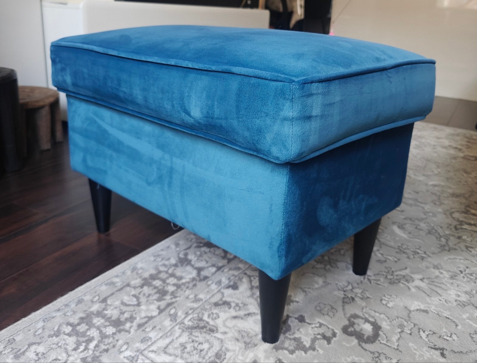 IKEA Strandmon Hocker Blauw, Ophalen, Gebruikt, Modern, Scandinavisch, 50 tot 75 cm