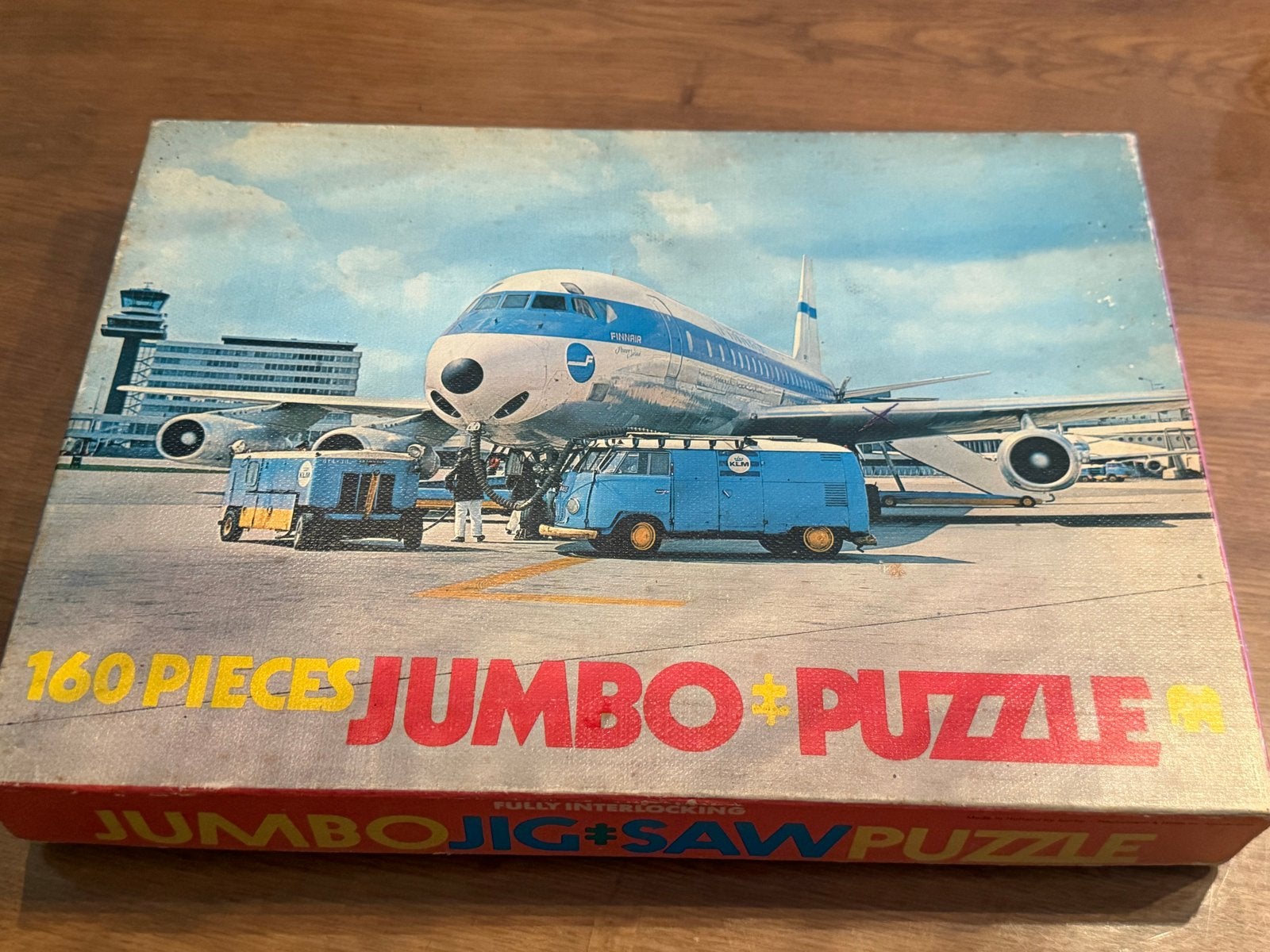 Jumbo Puzzel Vliegtuig 160 Stukjes - Vintage Legpuzzel, Ophalen of Verzenden, Minder dan 500 stukjes, Gebruikt, Legpuzzel