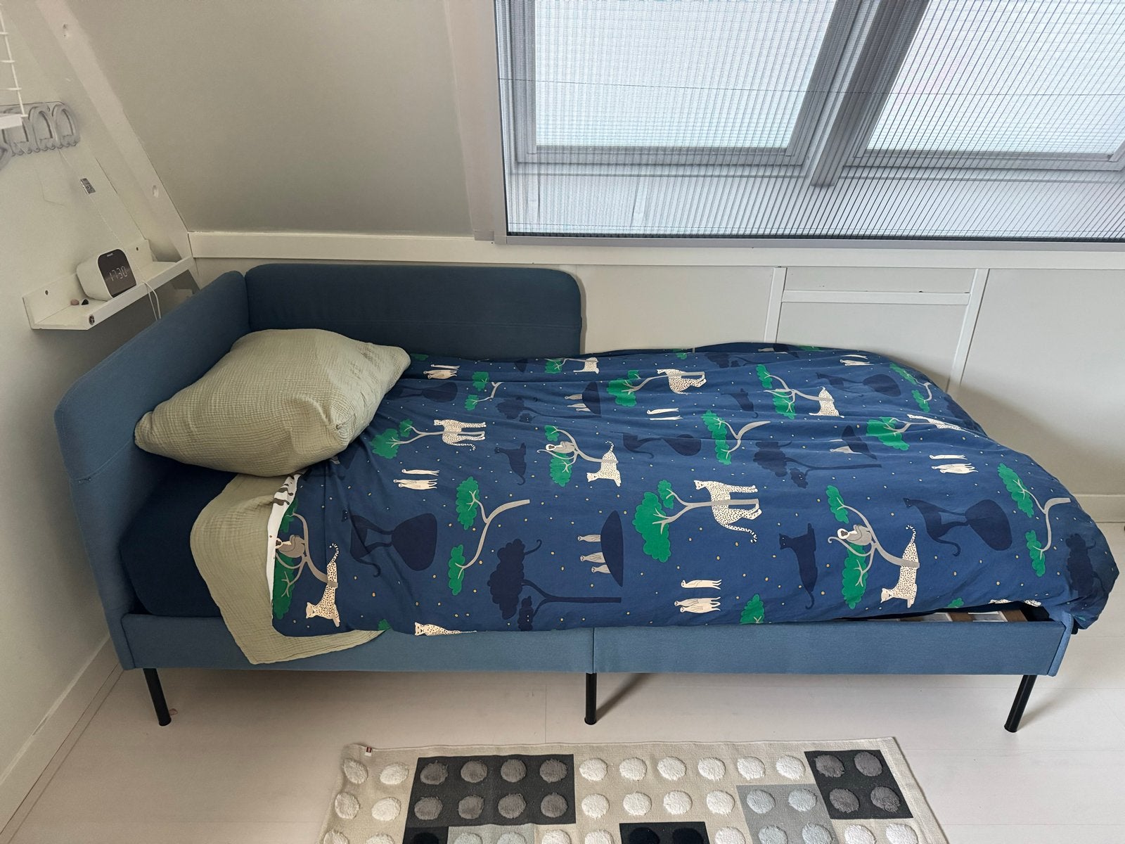 IKEA BLÅKULLEN gestoffeerd bedframe met matras, Ophalen, Verstelbaar, 90 cm, Eenpersoons
