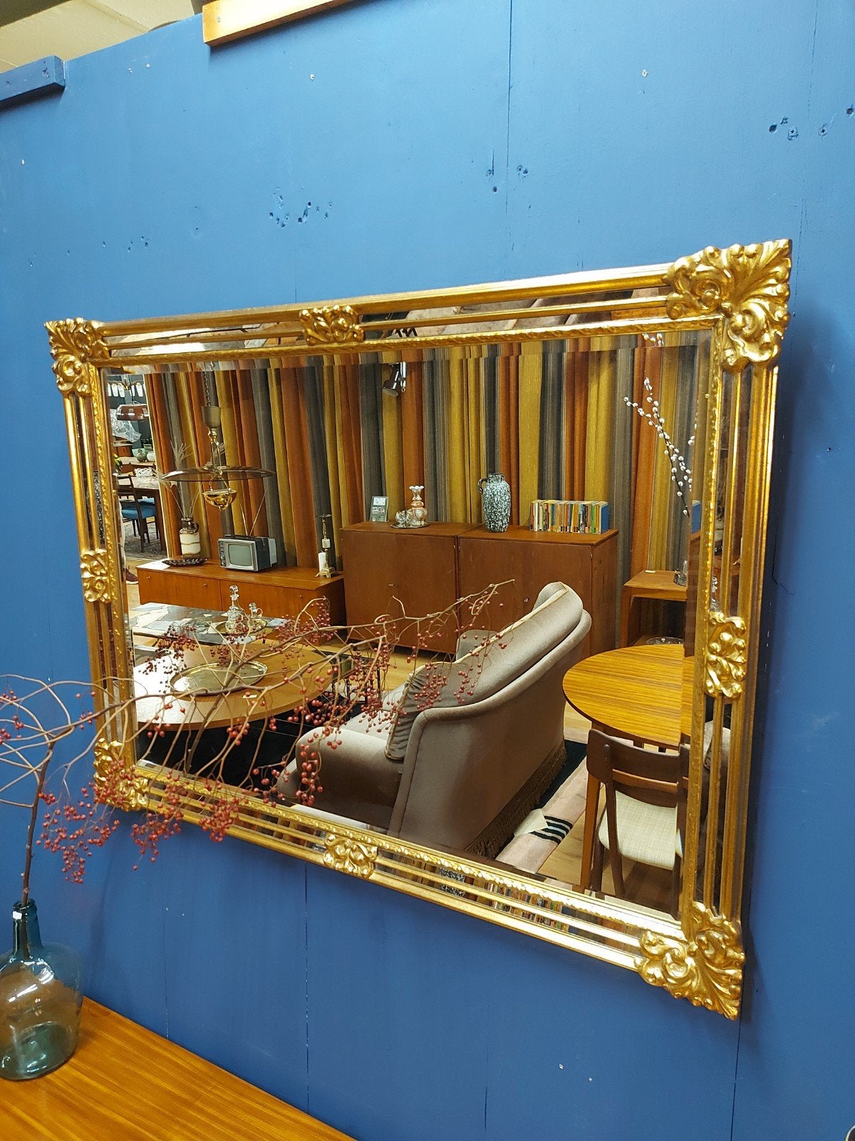 vintage Deknudt spiegel mid century mirror glas goud, Ophalen, Deknudt, Zo goed als nieuw, ...