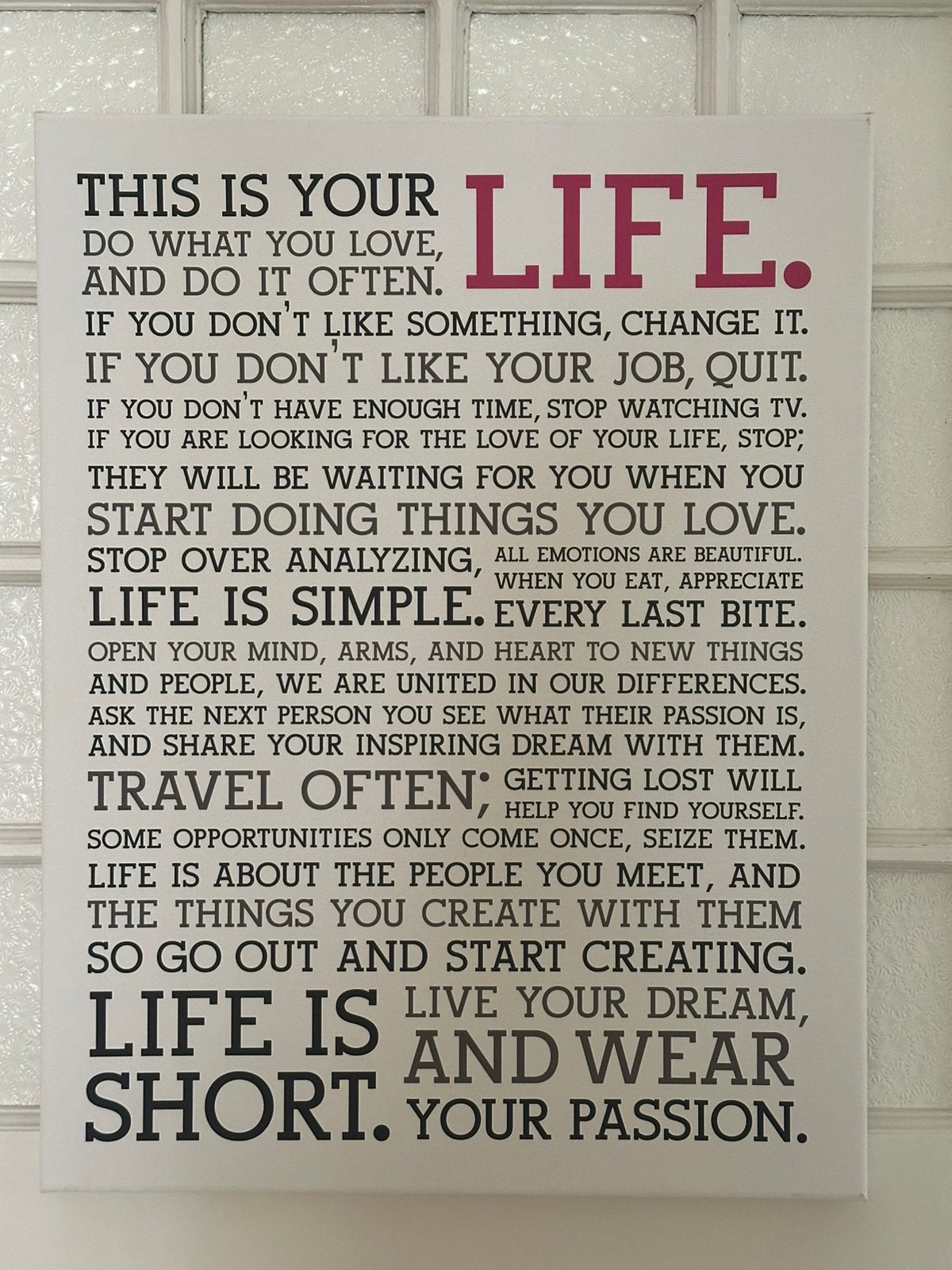 Inspirerende canvas, Met ophangmogelijkheid, 50 cm, Ophalen of Verzenden, Zo goed als nieuw