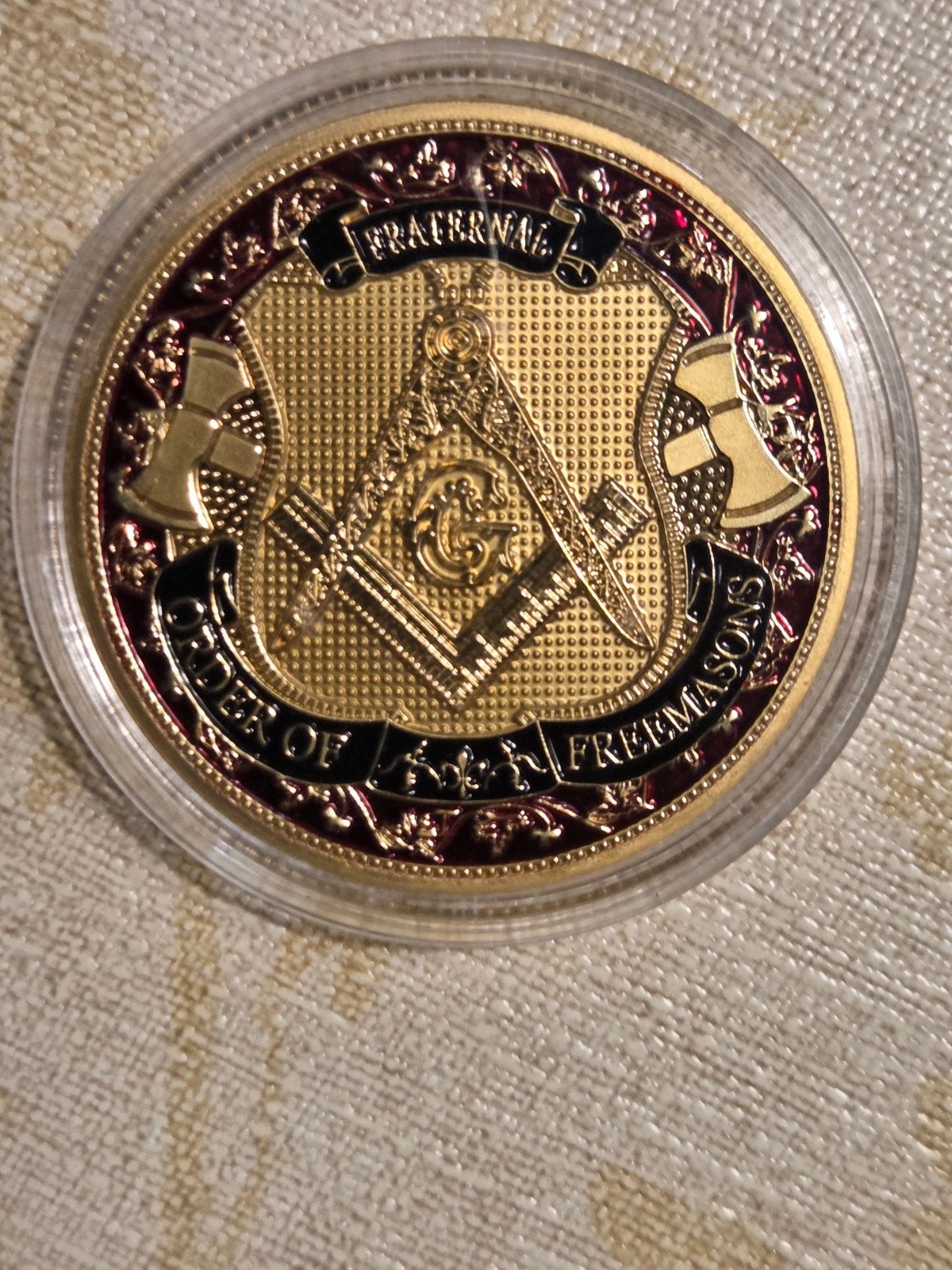 Vrijmetselaars Herdenkingsmunt - Gouden Kleur, Postzegels en Munten, Ophalen of Verzenden
