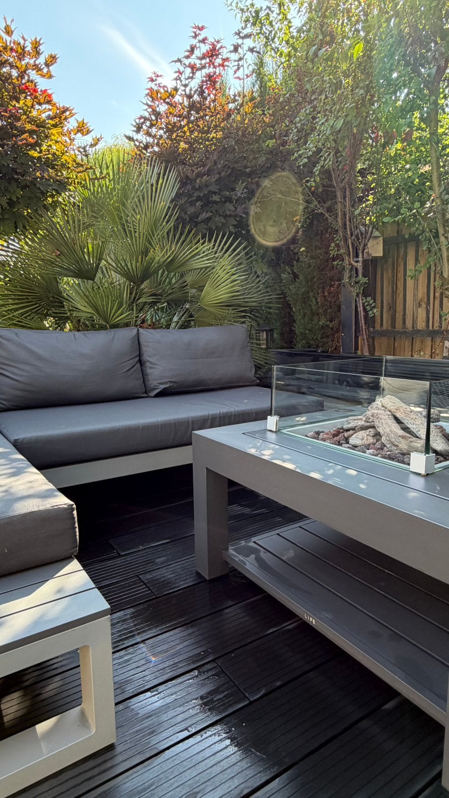 Life tuinset met gashaardtafel – grijs – mooie loungeset, Tuin en Terras, Tuinsets en Loungesets, Ophalen, Zo goed als nieuw, Bank