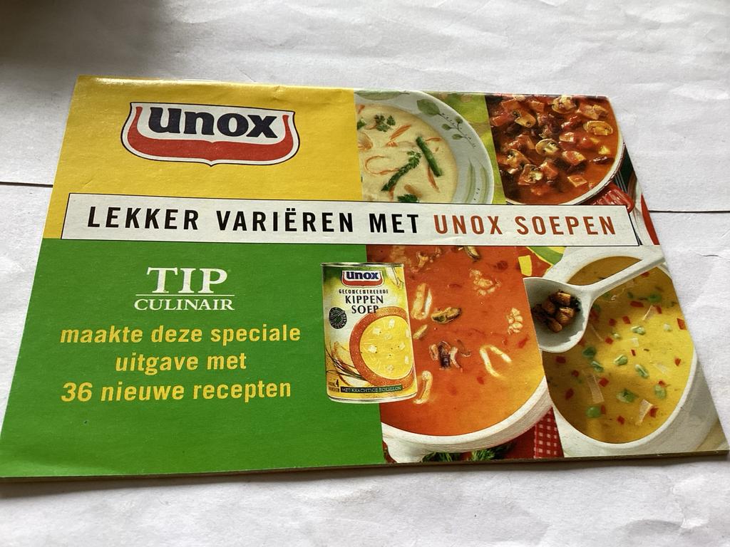 Unox Soepen Receptenboekje - Lekker Variëren met Unox 23 pp, Ophalen of Verzenden, Gelezen, Nederland en België, Voorgerechten en Soepen