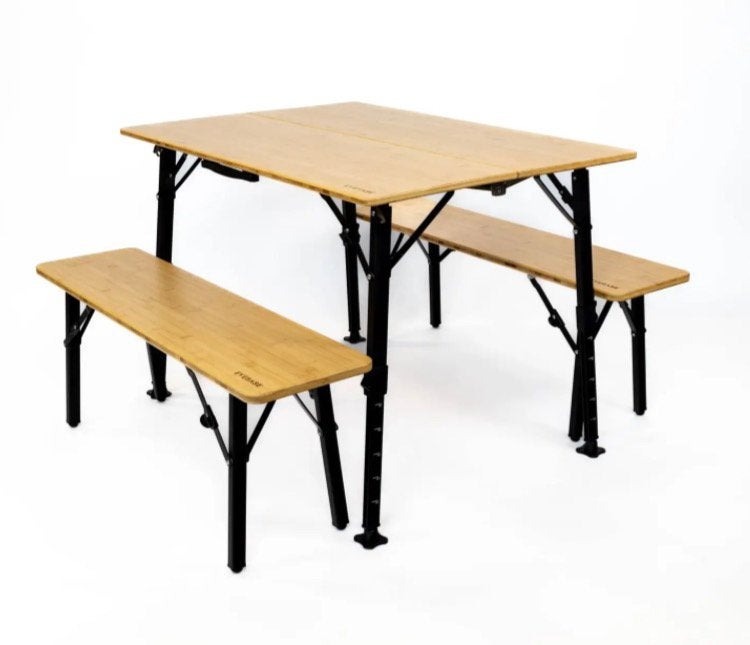 Flex bamboe kampeerset biertafel 100 cm in hoezen nieuw, Ophalen, Nieuw