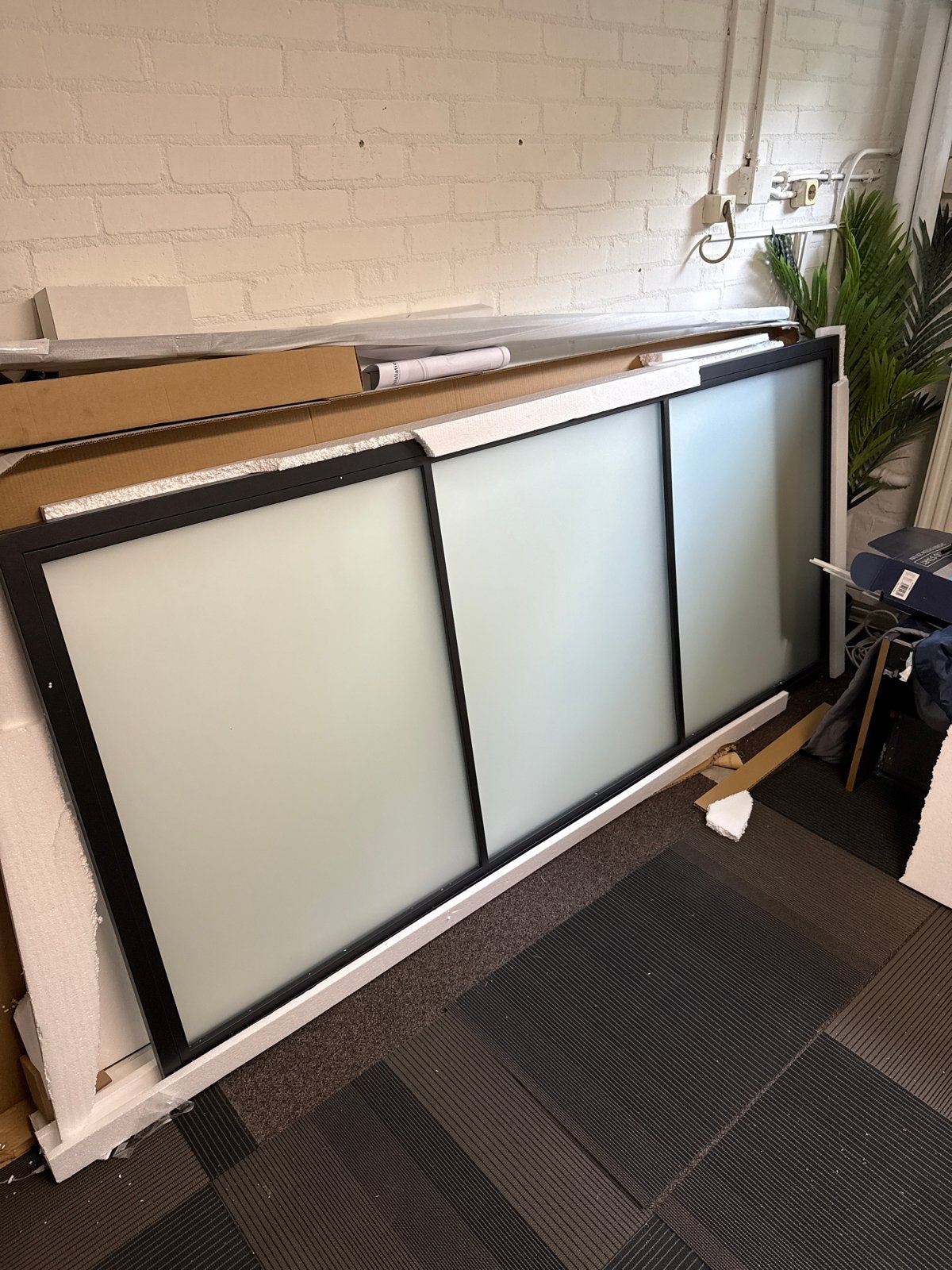Nieuwe stalen schuifdeur met matglas, Ophalen, 215 cm of meer, Binnendeur, Nieuw