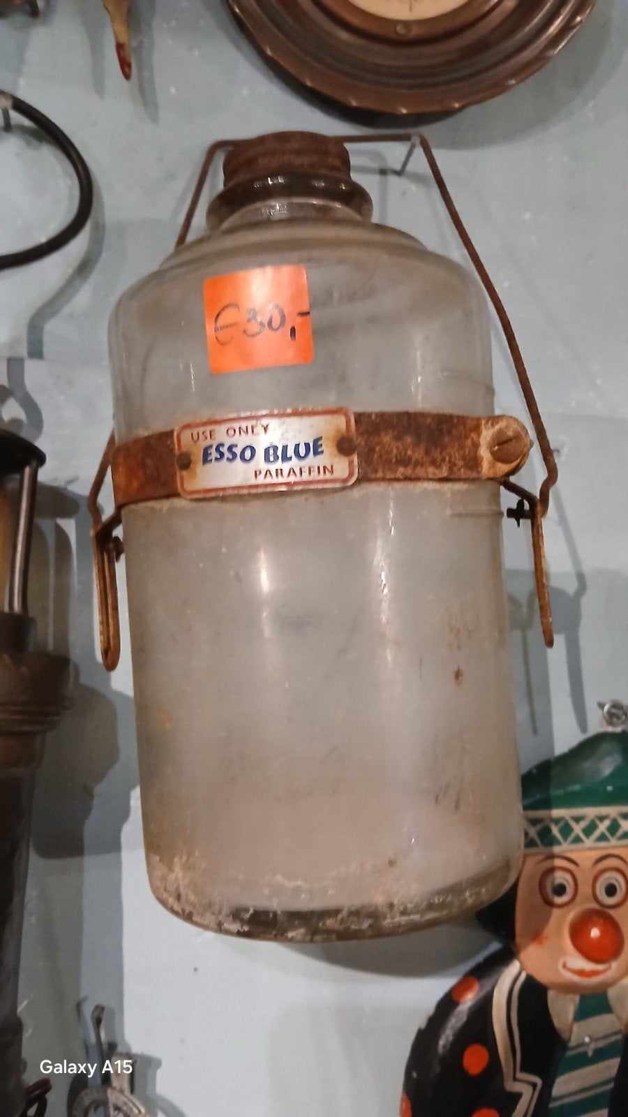 Vintage Esso Blue Paraffine Fles - Glazen Kan, Ophalen of Verzenden