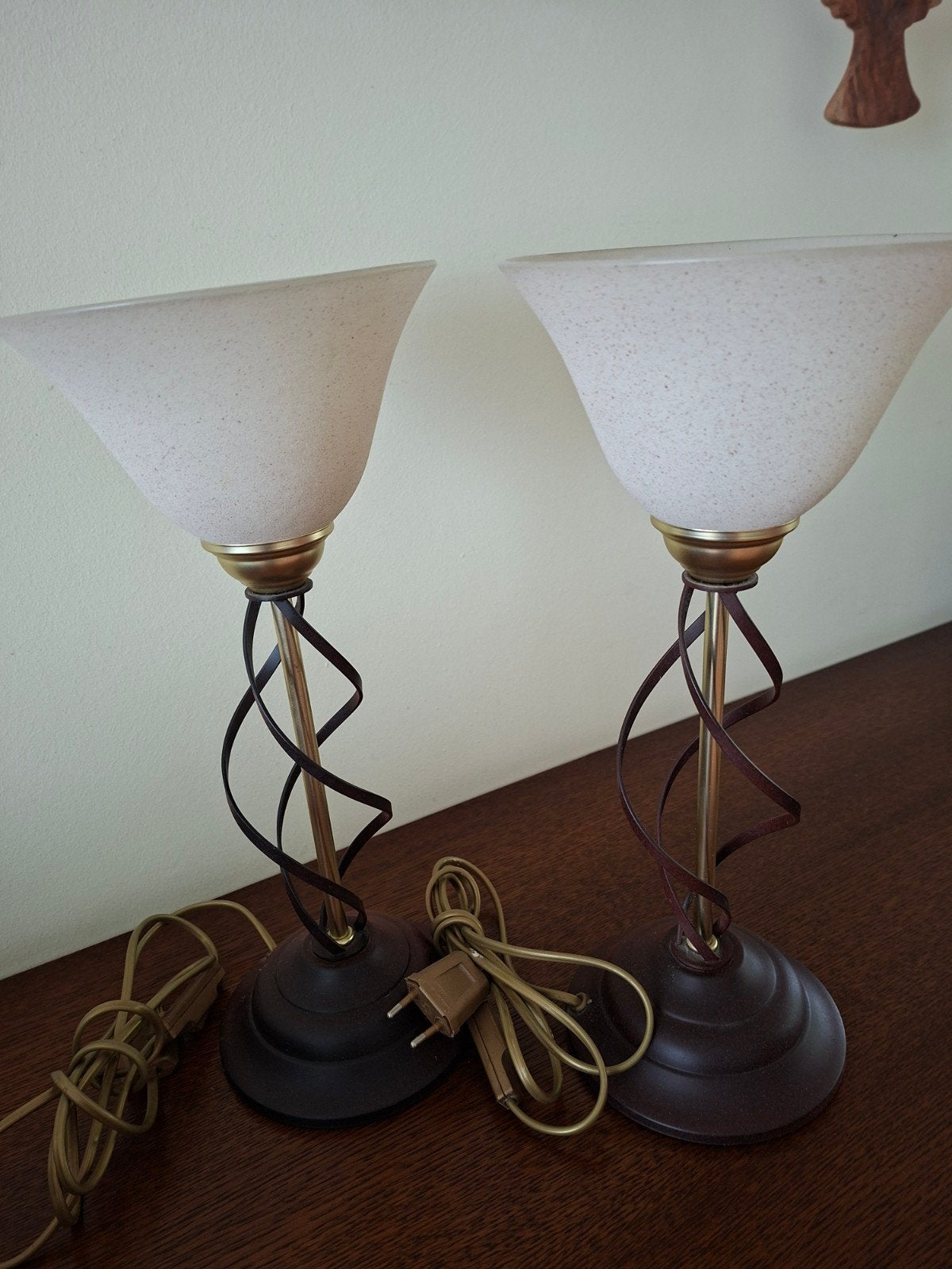 2 staande schemerlampen, Ophalen, Met schakelaar, Vintage, E27 (groot)