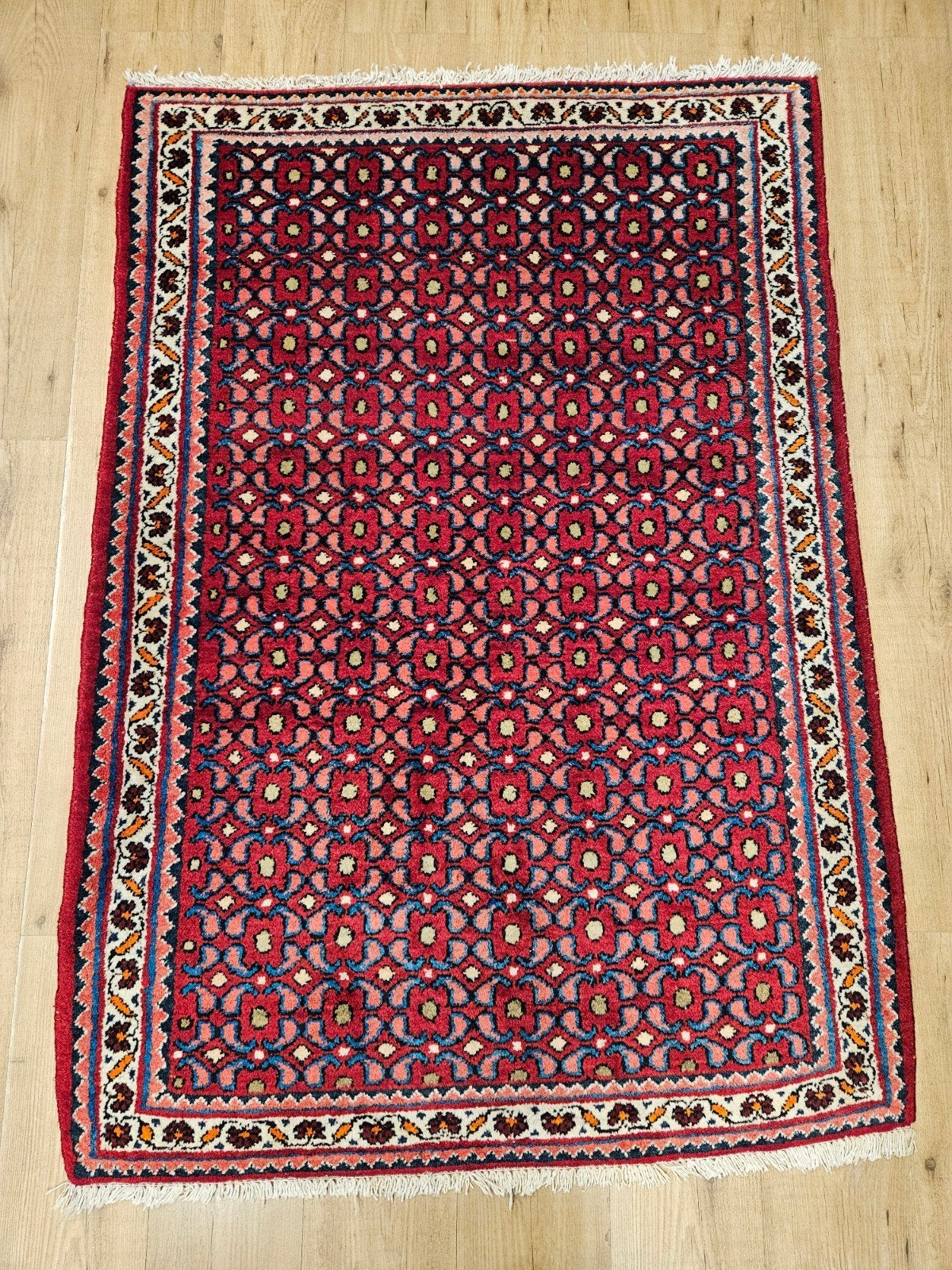 Vintage handgeknoopt perzisch tapijt hamadan 160x110, Info@SlatsAntiek.nl, Tweedehands, 100 tot 150 cm, Perzisch