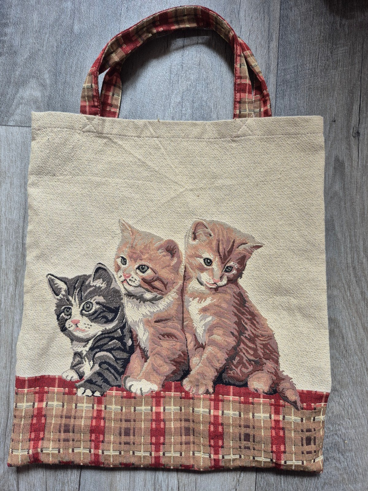 Schattige  Gobelin Stoffen Tas met Katjesprint, Ophalen, Handtas